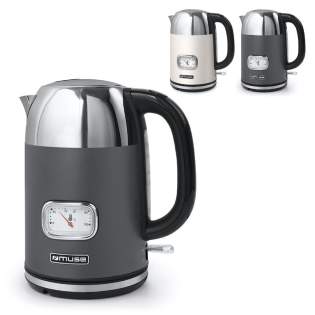 This stylish kettle from Muse has a capacity of 1.7 liters. This retro-style kettle combines modern technology with vintage design. The kettle is equipped with a water level indicator and an analog temperature gauge. Safety has also been considered; ...