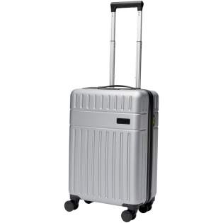 Constructed with impact-resistant recycled plastic and RPET lining, the 20” Rover cabin trolley stands for sustainability as much as quality. It features a double-tube aluminium frame, 360 degree 4-wheel spinner, an integrated TSA combination lock, an easy grab handle for comfort, and interior divider organiser compartments. Can be brought as hand luggage on most mainstream airlines. This trolley is GRS certified, including the printing, making it a more sustainable choice.