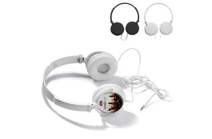 Headphone with rotating ear pads suitable for digital imprint. The headphone can be adjusted in size and has at least a 1m cable. Universal 3.5mm plug. Each piece is delivered in a gift box.
