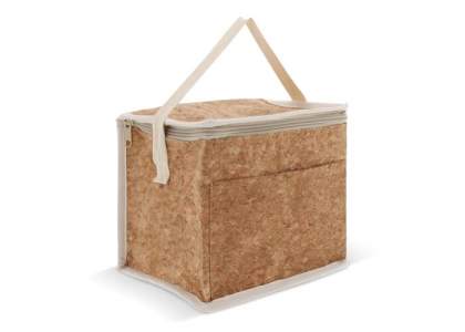 Deze vierkante koeltas gemaakt van kurk is ideaal om uw spullen in koud te houden. Het draaghengsel zorgt ervoor dat je de tas eenvoudig mee kan nemen.