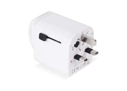 This universal travel adapter enables you to charge your devices anywhere in the world. Features one USB-port and a Type-C input. Comes packaged in a gift box.