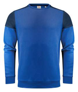Bicolor sweatshirt met ronde hals. Contrasterend neklint. Geborsteld aan de binnenzijde. 2x2 rib met elastaan aan de boord onderaan en aan de manchetten. Uitscheurbaar neklabel en afzonderlijk geweven maatlabel. Aan de binnenzijde van de linkerzijnaad werd een zakje voorzien voor het innaaien van een waschip. Oeko-Tex 100 gecertificeerd.