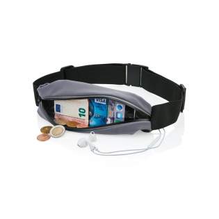 Lightweight and fashionable sport belt made out of ultra-thin elastic fibre. The fibre has a waterproof coating and the zipper is waterproof to keep all your valuable belongings safe and dry under all conditions. There is a reflective strip around the zipper for extra visibility in the dark. The buckle strap can be easily adjusted to the right size.