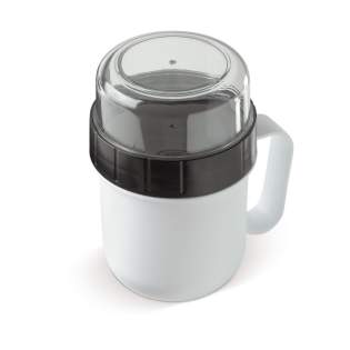 Ideale beker met twee compartimenten. De grote drinkbeker voor uw yoghurt of soep en het kleine compartiment voor de muesli, fruit of croutons. Zo blijft alles heerlijk vers en knapperig.