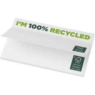 Mémos autocollants Sticky-Mate® recyclés avec des feuilles de papier autocollant 80 g/m² en différentes couleurs. Impression en couleur possible sur chaque feuille. Trois tailles disponibles (25/50/100 feuilles).