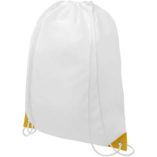 The Oriole bag has a main compartment with drawstring closure in white colour. Features coloured reinforced corners. Resistance up to 5 kg weight. 