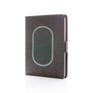Deze notebook cover met 128 pagina's van 80 g/m2 papier is voorzien van de nieuwste technologie. De voorkant kan worden gebruikt voor het draadloos opladen van je telefoon. Compatibel met alle QI-apparaten zoals Android nieuwste generatie, iPhone 8 en hoger. Oudere telefoons en tablets kunnen worden opgeladen via de USB-poorten van de 4.000 mAh powerbank. De unieke USB-poort verschijnt met een eenvoudige klik op de knop. Input: 5.0V/1.0A. Output: 5.0V/2.1A. Wireless Output: 5W.  Geregistreerd ontwerp®<br /><br />NotebookFormat: A5<br />WirelessCharging: true<br />PowerbankCapacity: 4000<br />NumberOfPages: 128<br />PaperRulingLayout: Gelinieerde pagina's