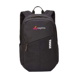 Professional laptop backpack with bluesign® quality mark from the Thule brand. The backpack is made from 100% recycled 600D polyester and is lined with 400D nylon. The spacious compartment has plenty of storage space and has a zip pocket and a padded protective compartment for a laptop up to 14 inches (16 inch MacBook® Pro). With two side pockets and a zip pocket on the front so you have quick access to personal items. Fully lined and equipped with YKK zippers and a carrying loop. The adjustable shoulder straps and back panel are equipped with foam and guarantee excellent wearing comfort. This backpack is made from bluesign® approved fabrics and accessories and produced in a resource-efficient manner. Capacity approx. 20 litres.