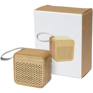 Bamboo Bluetooth® speaker with a 3W output and crystal clear sound. A compact speaker with a built-in 500 mAh battery that allows for up to 3 hours of usage at maximum volume. Bluetooth® 5.0 working range is up to 10 meters. Packaged in a gift box and delivered with an instruction manual (both made of sustainable material). Micro-USB charging cable is included. Since bamboo is a natural product, there may be slight variations in colour and size per item, which may affect the final decoration outcome.