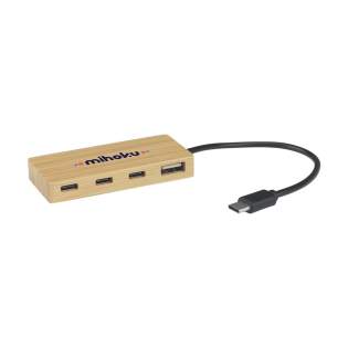 USB 2.0-HUB mit FSC 100 % Bambusgehäuse. Ausgestattet mit 1 USB-A-Anschluss und 3 USB-C-Anschlüssen zum Anschluss weiterer Geräte. Inklusive Typ-C-Kabel und Gebrauchsanweisung. Bambus ist ein natürliches Material. Deshalb kann die Farbe je nach Produkt variieren. Pro Stück in einer Verpackung. USB 2.0-HUB mit FSC 100 % Bambusgehäuse. Ausgestattet mit 1 USB-A-Anschluss und 3 USB-C-Anschlüssen zum Anschluss weiterer Geräte. Inklusive Typ-C-Kabel und Gebrauchsanweisung. Bambus ist ein natürliches Material. Deshalb kann die Farbe je nach Produkt variieren. Pro Stück in einer Verpackung.