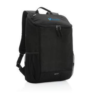 This deluxe Swiss Peak AWARE™ cooler backpack can go wherever a cool drink or meal is needed. The backpack features a wide opening for easy access to your food and drinks. A zippered top pocket ensures you can put all your necessities away. Fits up to 6 bottles or 25 cans. With AWARE™ tracer that validates the genuine use of recycled materials. Each cooler backpack saves 8.3 litres of water and is made with 13.9 PET bottles. 2% of proceeds of each AWARE™ product sold will be donated to Water.org. Composition exterior 100% recycled polyester. Lining in PEVA.