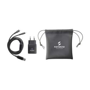 Auflade-Set: Wandladegerät aus recyceltem PC. Mit 2 Typ-C-Anschlüssen und einem Ladekabel. Das Kabel ist aus recyceltem TPE, recyceltem PET und recycelter Aluminiumlegierung hergestellt. Kabellänge 120 cm. Eingang: Typ-C- und USB-A-Anschluss. Ausgang: Typ-C und Lightning. Pro Set in Etui aus recyceltem PU. Ideal als Reiseset. RCS-zertifiziert. Gesamtes recyceltes Material: 59%. Pro Stück in einer Verpackung. Auflade-Set: Wandladegerät aus recyceltem PC. Mit 2 Typ-C-Anschlüssen und einem Ladekabel. Das Kabel ist aus recyceltem TPE, recyceltem PET und recycelter Aluminiumlegierung hergestellt. Kabellänge 120 cm. Eingang: Typ-C- und USB-A-Anschluss. Ausgang: Typ-C und Lightning. Pro Set in Etui aus recyceltem PU. Ideal als Reiseset. RCS-zertifiziert. Gesamtes recyceltes Material: 59%. Pro Stück in einer Verpackung.
