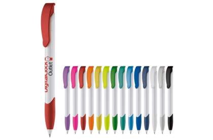 Toppoint design ball pen with bow clip and rubber grip, made in Germany. This pen has a blue writing Jumbo refill for 4.5km of writing pleasure. Made with a hard colour finish.