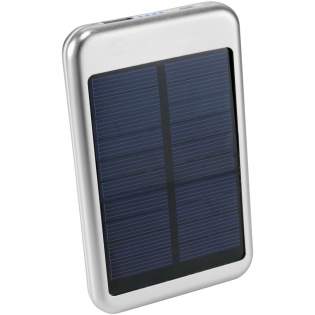 Bask 4000 mAh solar power bank. The Bask Solar Power Bank is ideal for any camping trip or day at the beach. It includes a 4,000 mAh Lithium Polymer battery with 5V/1A output. The power bank can be charged by the sun or the included USB to Micro USB connecting cable that can also be used to charge devices with a Micro USB input. ABS Plastic. 
