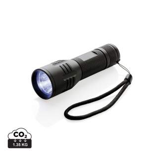 Super bright and strong 3W CREE torch perfect for longer performance. The aluminium torch has special CREE led’s that light up much brighter than regular LED lights for perfect exposure. Includes batteries for direct use. 100 lumen and working time of around 6 hours. Made out of durable aluminium.