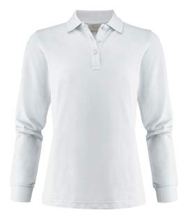 Polo piqué met lange mouwen, tricotkraag en zijsplitten. Drieknoopssluiting. Aan de binnenkant van de linker zijnaad werd een zakje voorzien voor het innaaien van een waschip. Oeko-Tex 100 gecertificeerd.
