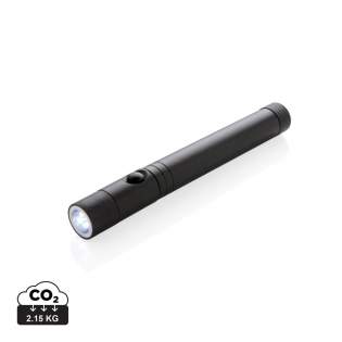 The perfect tool for any need, this double magnetic LED work light is great for attaching to any metal surface for optimal lightning.  This aluminium flashlight allows you to extend from its normal size of 17cm to 58cm allowing you to pick up items that are stuck in hard to see and reach places with the magnet on front. This flashlight is equipped with three LED for extra bright exposure in dark spaces. When the light is extended the head becomes flexible and can be adjusted in any direction. Includes batteries for direct use.