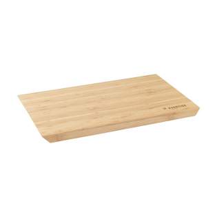 Durable cutting board made of high-quality bamboo. Can also be used as a serving platter. Large size and beautifully designed with sloping sides. Barely absorbs moisture, allowing this product to maintain its optimal quality. Each piece in a box.