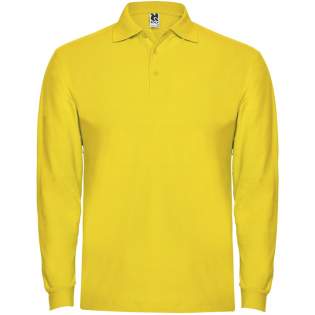 Long-sleeve polo shirt with ribbed collar and cuffs, 3-button placket and elastane 1x1 ribbed cuffs. Reinforced covered seams in collar. Optional pocket. Removable label. The model is 190 cm and is wearing size L.