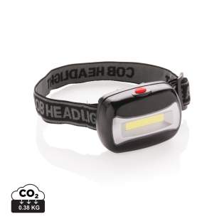 ABS head torch with ultra-bright COB torch. Including adjustable headband to fit all sizes. Including batteries.