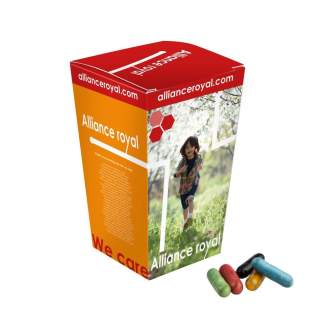 Full color printed box for car cup holder, filled with approx. 250 grams of Licorice sticks mix Full color printed box for car cup holder, filled with approx. 250 grams of Licorice sticks mix