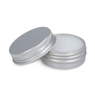 Lip balm in a round tin with a screw lid, made from recycled aluminium. Provides smooth, moisturizing care for lips. Compact and eco-friendly for easy everyday use. Lip balm in a round tin with a screw lid, made from recycled aluminium. Provides smooth, moisturizing care for lips. Compact and eco-friendly for easy everyday use.