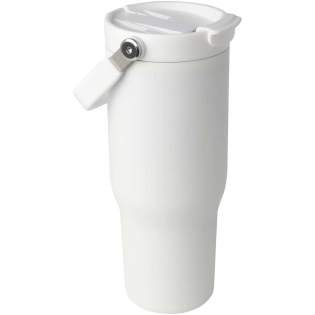 The Bronx 900 ml tumbler is made from RCS certified stainless steel and has a double-walled vacuum construction with copper insulation. The lid has a dual function with a collapsible straw for easy sipping, and a flip-top opening with a convenient folding handle for effortless portability. Fits most car cup holders. Packed in a recycled cardboard gift box. The Bronx 900 ml tumbler is made from RCS certified stainless steel and has a double-walled vacuum construction with copper insulation. The lid has a dual function with a collapsible straw for easy sipping, and a flip-top opening with a convenient folding handle for effortless portability. Fits most car cup holders. Packed in a recycled cardboard gift box.