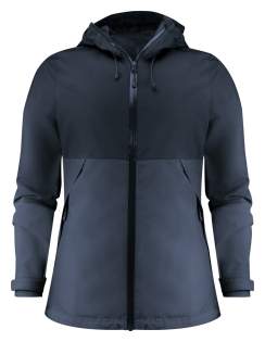 Functionele, bicolor shelljas met getapete naden. Waterdichte ritssluiting vooraan en omgedraaide nylon ritssluitingen aan de zijzakken. Aanpasbare velcrosluiting aan de manchetten. Mesh binnenvoering met linkerbinnenzak en borduurrits. Reflecterende tag in middenrug. De capuchon en de zoom zijn aanpasbaar met elastische trekkoorden.