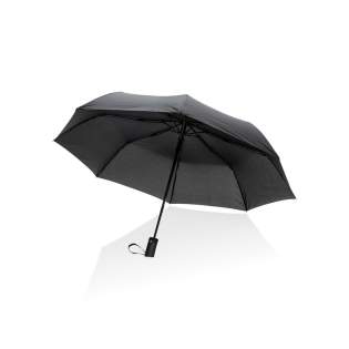 No greenwashing, but telling a true story about sustainability! This Impact umbrella is made with 190T RPET pongee with AWARE™ tracer. With AWARE™, the use of genuine recycled fabric materials and water reduction impact claims are guaranteed, by using the AWARE disruptive physical tracer and blockchain technology. Save water and use genuine recycled fabrics. With the focus on water 2% of proceeds of each Impact product sold will be donated to Water.org. Stay fashionable and dry with this 3 section auto open umbrella that opens at the touch of a button and features a compact design that fits perfectly in a purse or tote. Metal frame, fibreglass ribs with ABS handle. Stormproof. This umbrella canopy is made with 7,7 PET bottles (500ml). Water savings are based on figures when compared to conventional fibre. This calculated indication is based on reliable LCA data as published by Textile Exchange in their Material Snapshots 2016.<br /><br />UmbrellaMechanism: Open automatically, close manually<br />IsStormproof: true No greenwashing, but telling a true story about sustainability! This Impact umbrella is made with 190T RPET pongee with AWARE™ tracer. With AWARE™, the use of genuine recycled fabric materials and water reduction impact claims are guaranteed, by using the AWARE disruptive physical tracer and blockchain technology. Save water and use genuine recycled fabrics. With the focus on water 2% of proceeds of each Impact product sold will be donated to Water.org. Stay fashionable and dry with this 3 section auto open umbrella that opens at the touch of a button and features a compact design that fits perfectly in a purse or tote. Metal frame, fibreglass ribs with ABS handle. Stormproof. This umbrella canopy is made with 7,7 PET bottles (500ml). Water savings are based on figures when compared to conventional fibre. This calculated indication is based on reliable LCA data as published by Textile Exchange in their Material Snapshots 2016.<br /><br />UmbrellaMechanism: Open automatically, close manually<br />IsStormproof: true
