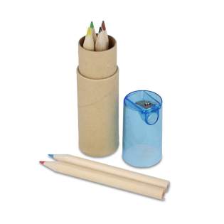 This set of 6 coloring pencils comes in a durable cardboard tube, featuring a built-in sharpener in the lid for added convenience. Perfect for travel or on-the-go creativity, its eco-friendly packaging makes it a smart choice for artists of all ages. Pair with eco digital print for an environmentally conscious option, making it an ideal and thoughtful gift.