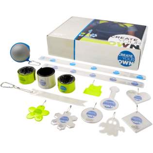 Includes 5 slap-wraps, 8 reflective hangers, 1 reflective magnet, 1 reflective meteor and 1 reflective product catalogue. Products are manufactured in Europe are tested and certified to meet the EN17353:2020 standard Type B1 and B2, guaranteeing high quality and visibility.