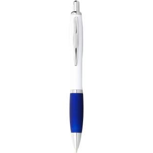 Ballpoint pen with click action mechanism and soft touch grip..