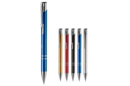 Stylish aluminum mechanical pencil (0.7mm). With two rings in the body of the pen. Single name engraving available from orders of minimal 50 pieces.