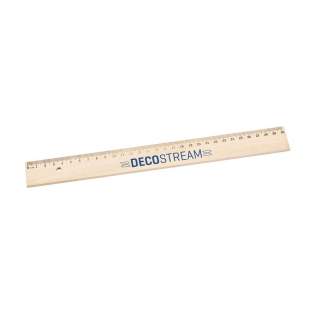 Ruler (30 cm) made from linden wood, with embedded metal strip.