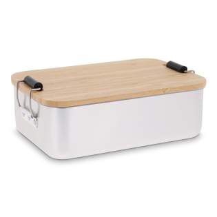 Diese stilvolle Lunchbox eignet sich zum Transportieren Ihres Mittagessens oder Frühstücks. Der Aluminiumbehälter wird mit einem Bambusdeckel verschlossen. Diese stilvolle Lunchbox eignet sich zum Transportieren Ihres Mittagessens oder Frühstücks. Der Aluminiumbehälter wird mit einem Bambusdeckel verschlossen.
