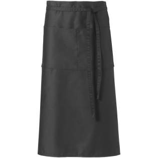Twill fabric apron with 2 pockets and 0.9 metre tie back closure.