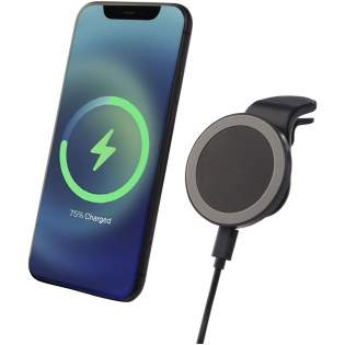 The ideal wireless car charger for iPhone 12/iPhone 12 pro/iPhone 12 Pro MAX. With the built-in magnets, the device can simply be placed on the charger and it will attach securely. The charger can be rotated 360 degrees to accommodate any viewing angle. Max 10W wireless output for fast charging. Includes a 100 cm TPE type-C cable and an instruction manual. Comes with an additional metal ring with double tape to make the item compatible with any other smartphone that have wireless charging capability. Delivered in a premium kraft paper box with a colourful sticker.