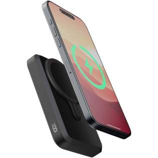 15W wireless magnetic 10.000 mAh power bank with a compact design and integrated foldable stand. Charging with this power bank is easy. Simply snap it on the back of your iPhone (starting iPhone 12) and it will start charging immediately. The power bank is also compatible with other devices that support wireless charging. 15W wireless magnetic 10.000 mAh power bank with a compact design and integrated foldable stand. Charging with this power bank is easy. Simply snap it on the back of your iPhone (starting iPhone 12) and it will start charging immediately. The power bank is also compatible with other devices that support wireless charging.