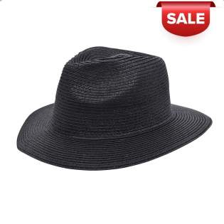 A hat made of woven, high quality paper. This exclusive paper straw hat has a real classy look. Attach a coloured strap to the brim of the hat and create a playful effect, for instance with a nice message or your logo.