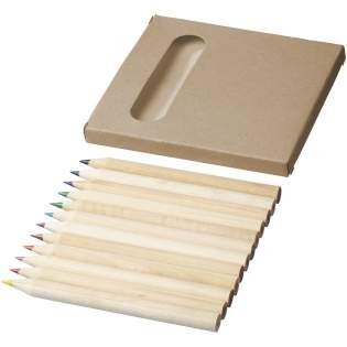 Colouring set with 12 pencils made of poplar wood. By opting for a colouring set made from wood coming from responsibly managed forests, you can support more sustainable and ethical practices in the production of art supplies. Delivered with a manual in a kraft paper box. Pencil size: 87 x 7 mm.