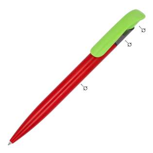 Toppoint Design-Kugelschreiber, hergestellt in Deutschland. Dieser Stift hat eine blau schreibende Jumbo-Mine für 4,5 km Schreibvergnügen. Wählen Sie Ihre eigene Kombination aus vollfarbigen und transparenten Teilen in einer Vielzahl von Farben.