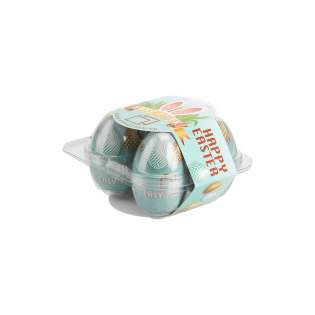 Transparent box filled with 4 milk chocolate Easter eggs