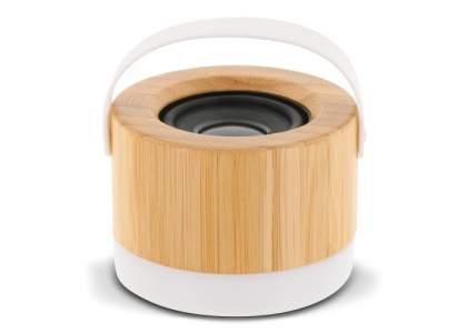 This wireless bamboo speaker is suitable for playing music or any other audio files. You can hold and carry the speaker by the small, movable handle.