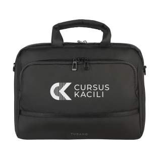Sacs document moderne de la marque italienne Tucano. Fabriqué à partir de plastique recyclé, dont 19 bouteilles en PET recyclées. Le sac dispose de deux compartiments spacieux et rembourrés, dont l'un est équipé d'un compartiment antichoc pour un ordinateur portable jusqu'à 15,6 pouces ou un MacBook Pro 16 pouces. La poche zippée à l'avant est dotée d'un organiseur pour ranger divers accessoires. À l'arrière se trouve une poche zippée supplémentaire. Avec bandoulière rembourrée, réglable et amovible et double poignée rembourrée. Entièrement doublé. Capacité env. 13 litres.