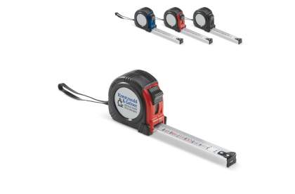 The giant tape measure is a measuring greatness. Due to its range of three meters and a white measuring tape is this tape measure a useful gift. Easy to carry thanks to the belt clip and accurate due the hook at the beginning of the tape.