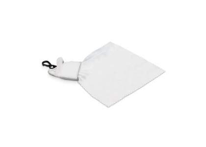 Keychain with microfiber cleaning cloth (150x150mm) for cleaning electronic displays or glasses. Including full-colour all-over imprint. Each packed in a polybag.