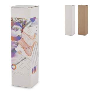 Cardboard giftbox for thermo bottles & flasks. All-over digital-eco-printing possible. FSC certified. Made in Europe. Cardboard giftbox for thermo bottles & flasks. All-over digital-eco-printing possible. FSC certified. Made in Europe.