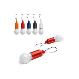 The keychain light in the shape of an light bulb can easily be attached to a keychain or bag. You can switch on the light by simply pulling the lightbulb. The light has one LED that provides ten lumens and is made of ABS.