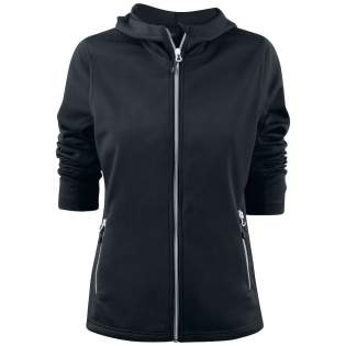 Sweatshirt met lange ritssluiting en capuchon in ringgesponnen stretchmateriaal. Contrasterende ritssluitingen, decoratieve flatlock naden en zijzakken met ritssluiting. SpunDyed. Oeko-Tex 100 gecertificeerd.