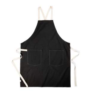 Apron made from 70% certified recycled cotton from suppliers' cotton waste. Fibres that are usually considered unusable have, with the appropriate manufacturing process, achieved the desired properties. This apron is extra wide to provide maximum protection. Two large front pockets and a loop for hanging utensils or a tea towel. Apron made from 70% certified recycled cotton from suppliers' cotton waste. Fibres that are usually considered unusable have, with the appropriate manufacturing process, achieved the desired properties. This apron is extra wide to provide maximum protection. Two large front pockets and a loop for hanging utensils or a tea towel.